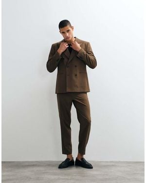 ASOS Regular Double Breasted Suit Blazer - Brown