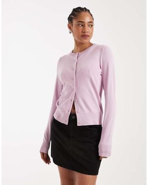 New Look Fine Gauge Crew Neck Cardigan - Pink
