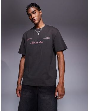 Bershka Late Dinner Club T-shirt - Grey