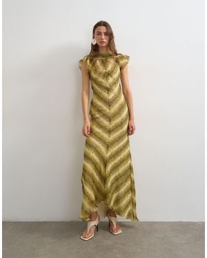 TOPSHOP Scarf Detail Chiffon Maxi Dress - Metallic