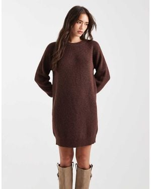 Miss Selfridge Crew Neck Knit Mini Dress - Brown
