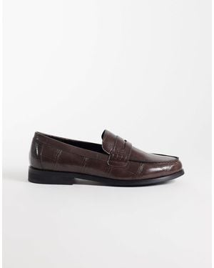 SEQWL Hero Croc Detail Loafers - Brown
