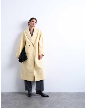 TOPSHOP Abrigo De Vestir Largo Amarillo Pastel Con Doble Botonadura Y Mangas Ovoides De - Blanco