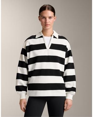 Oysho Striped Piqué Polo Shirt With Cotton - Black
