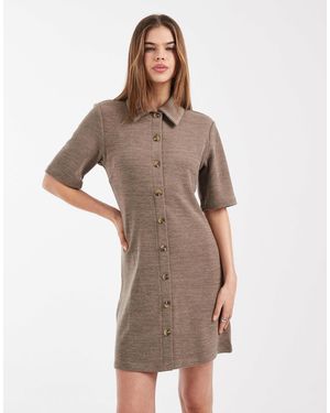 Pieces – kurzärmliges mini-strickkleid - Braun