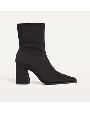 Stradivarius Neoprene-Effect High-Heeled Ankle Boots - Black