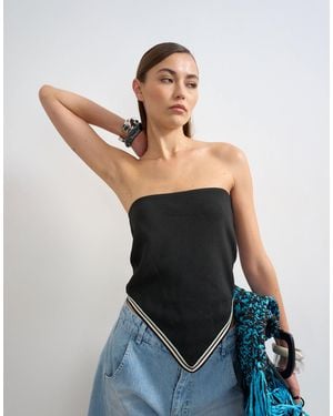 TOPSHOP Knitted Bandana Scarf Top - Black