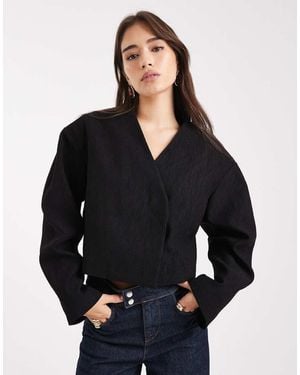 ASOS Cropped Textured Blazer - Black