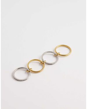 Kaiia Exclusive Stainless Steel Diamante Stacked Ring - Natural
