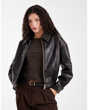 Wednesday's Girl Wednesdays Girl Faux Leather Oversized Jacket - Black