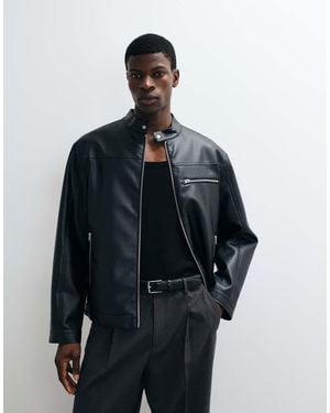 ASOS Giacca Racer Effetto Pelle Nera - Blu