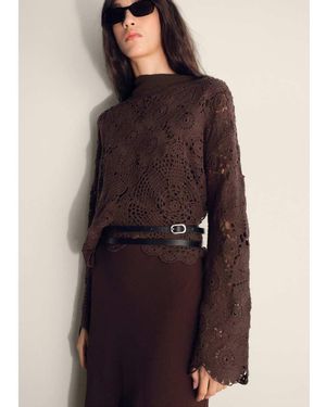 Mango Crochet Long Sleeve Top - Purple