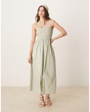Threadbare Vestido Largo De Tirantes Con Diseño Fruncido De - Neutro