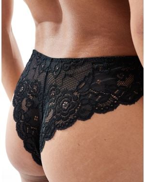 ONLY Lace Trim Brazilian Brief - Black