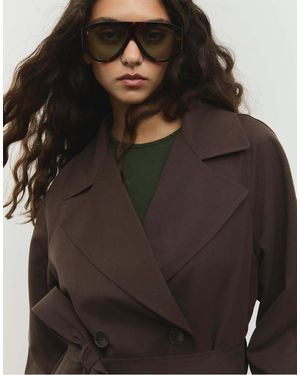 Stradivarius Trench Morbido Taglio Corto Con Cintura - Nero