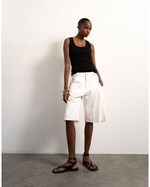 TOPSHOP Denim Barrel Jorts - White