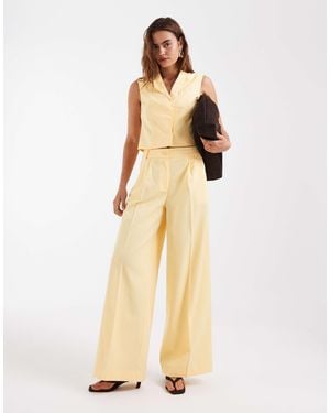 Vero Moda Tailored Pleat Front Wide Leg Co-ord - Natural