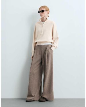 Oysho Mottled Wide-leg Trousers - Grey
