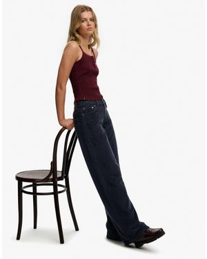 Superdry – weite hose aus grobem cord - Blau