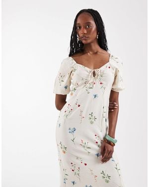 Vero Moda Puff Sleeve Tie Front Detail Maxi Dress - White