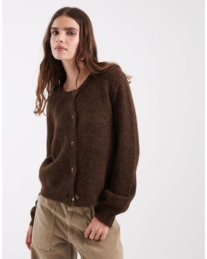 Noisy May Fluffy Knit Cardigan - Brown