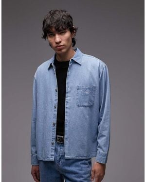 Obey Pablo Denim Oversized Long Sleeve Shirt - Blue