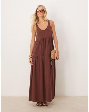 ASOS Scoop Tiered Trapeze Maxi Dress - Brown