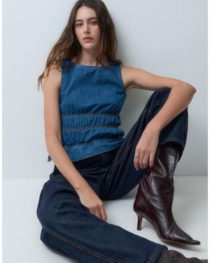 ASOS Oberteil aus denim mit geraffter taille - Blau