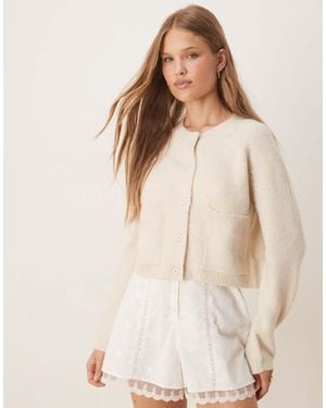 Brave Soul Raglan Sleeve Soft Knit Cardigan - Natural