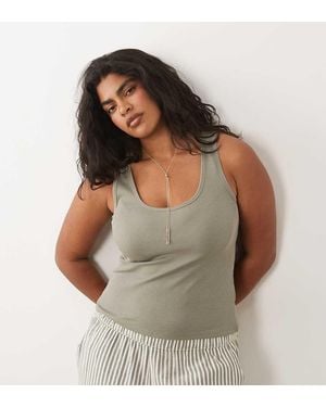 Brave Soul Brave Soul Curve Ribbed Scoop Neck Singlet Top - Multicolour
