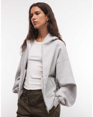 Collusion Felpa Con Cappuccio Squadrata Mélange Con Zip - Grigio