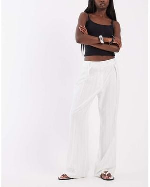 River Island Pinstriped Wide Leg Tailored Trousers - White