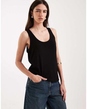 ASOS Sheer Loose Fit Scoop Neck Vest - Black