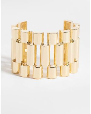 ASOS Pulsera Rígida De Edición Limitada Con Puño Ancho Y Diseño De Correa De Reloj En Tono - Metálico