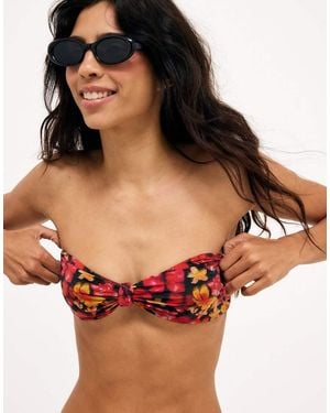 NA-KD Knot Front Bandeau Bikini Top - Orange