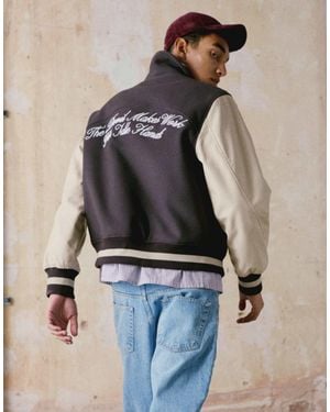 TOPMAN Embroidered Varsity Jacket - Blue