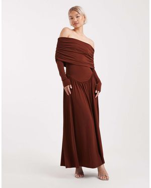 WeWoreWhat – gerafftes midikleid - Braun