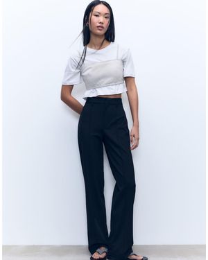 Pull&Bear Smart Trousers With Seam Detail - White
