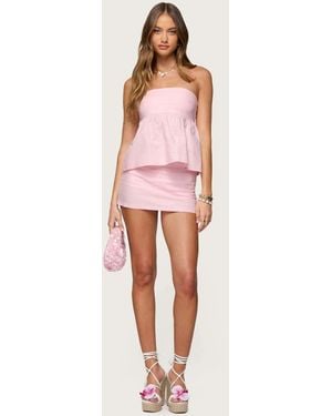 Edikted Avalai Linen Look Mini Skort - Pink
