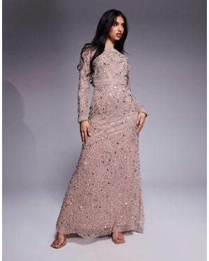 Beauut Grace Boat Neck Embellished Maxi Dress - Purple
