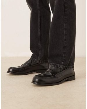 Mango Classic Leather Loafer - Black