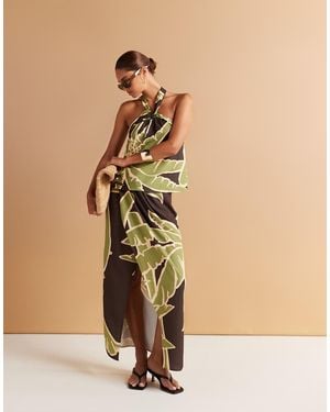 ASOS Wrap Detail Co-Ord Midi Skirt - Natural