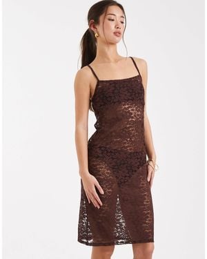 Collusion Square Neck Cami Dress - Brown