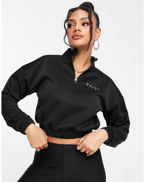 VAI21 Co-ord Half Zip Cropped Sweatshirt - Black