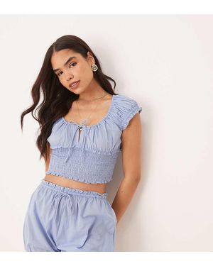 Aray Shirred Beach Crop Top Co-ord - Blue