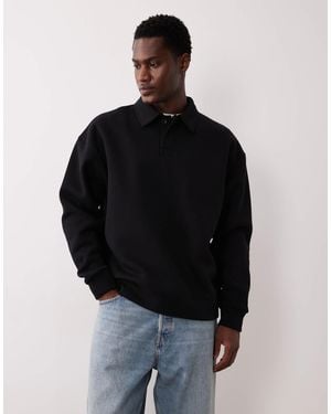 ASOS Oversized Polo Sweatshirt - Black