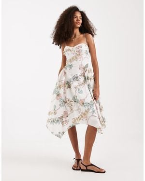Free People Cherish Print Asymmetric Midi Dress - White