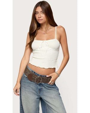 Edikted Misty Lacey Textured Tank Top - Blue