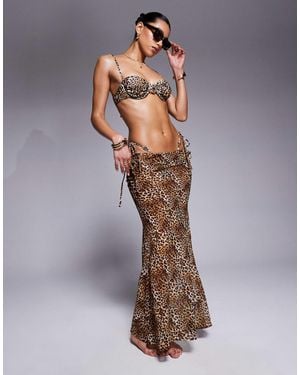 Candypants – mehrfarbiger maxi-strandrock mit leopardenmuster aus polygeorgette
