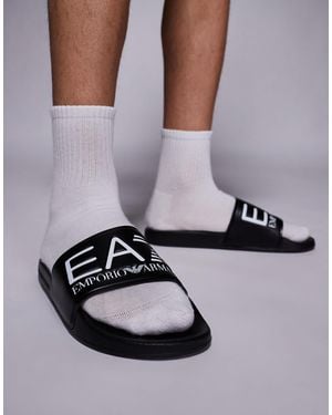 EA7 Armani Logo Beach Slides - Metallic
